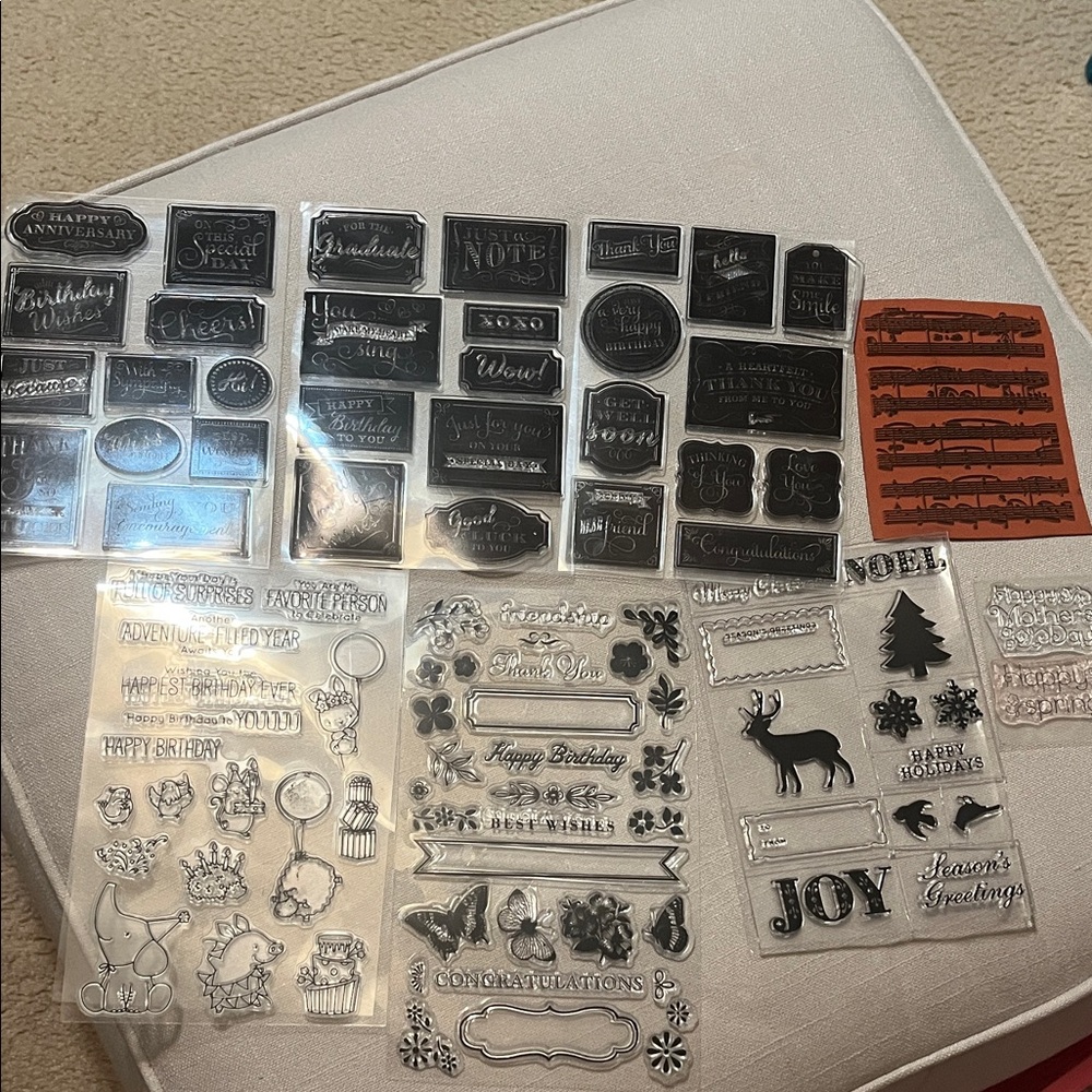 Clear Stamp Set for Crafting - 7 sheets of stamps and one big stamp of music